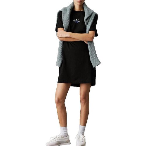 Calvin Klein Jeans Kratke obleke Robe noire en jersey de coton Črna Cene