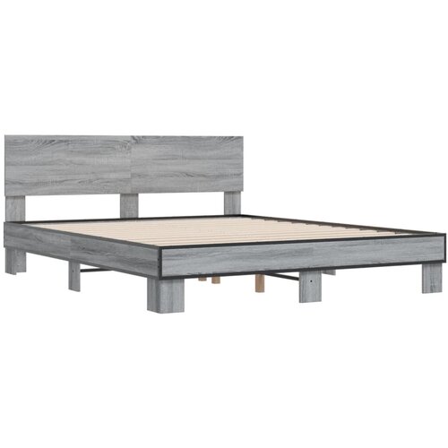 VidaXL Posteljni okvir siva sonoma 150x200 cm inž. les in kovina, (21152090) Slike