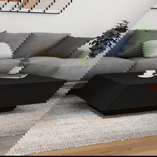 VidaXL Stolić za kavu Crni hrast Konstruirano drvo 100 x 100 x 31 cm Slike