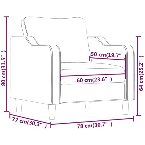 Fotelja Svjetložuta 60 cm od tkanine Slike