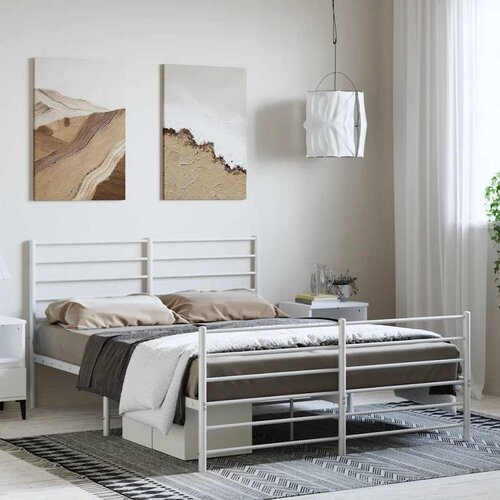  Metalni okvir kreveta uzglavlje i podnožje bijeli 135 x 190 cm Cijene