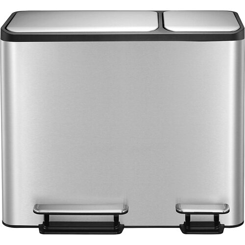 EKO zbiralnik odpadkov s pedalom, prostornina 15 + 30 l, šxvxg 605 x 492 x 321 mm, nerjavno jeklo, dvojni zbiralnik Cene