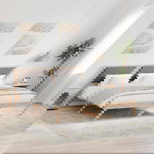 vidaXL Posteljni okvir z oblazinjenim vzglavjem Taupe 160 x 200 cm Cene