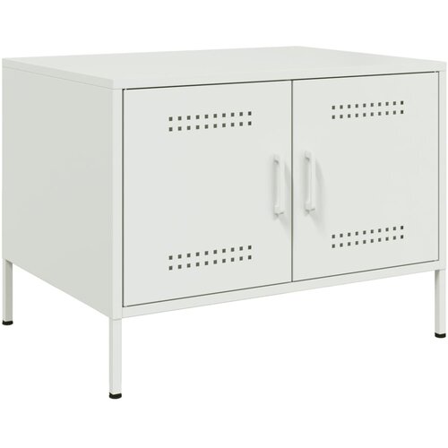 VidaXL Klubska mizica bela 68x50x50,5 cm valjano jeklo Slike