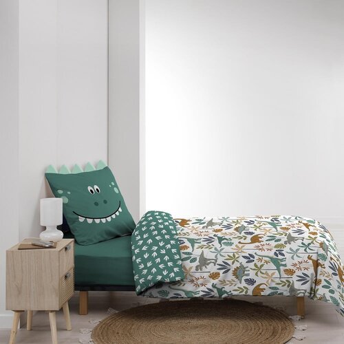 Douceur d int&amp;eacute;rieur Bijela/zelena pamučna dječja posteljina za krevet za jednu osobu 140x200 cm Dina &amp;ndash; Slike