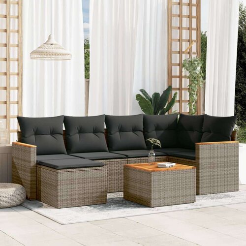  7-dijelni set vrtnih sofa sivi od poliratana Cene