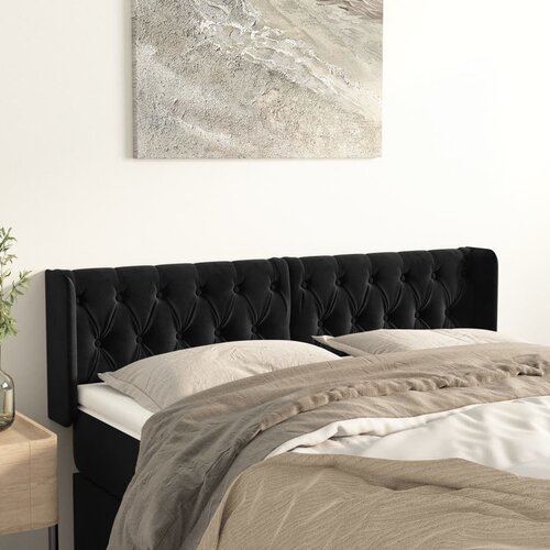  Uzglavlje s ušima crno 163x16x78/88 cm baršunasto Cene
