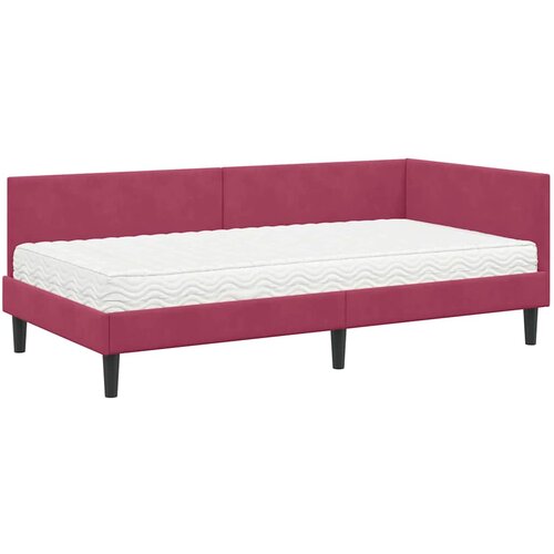  Kutni krevetni okvir s madracem 2 kom. Vinska crvena 90 x 190 cm Slike