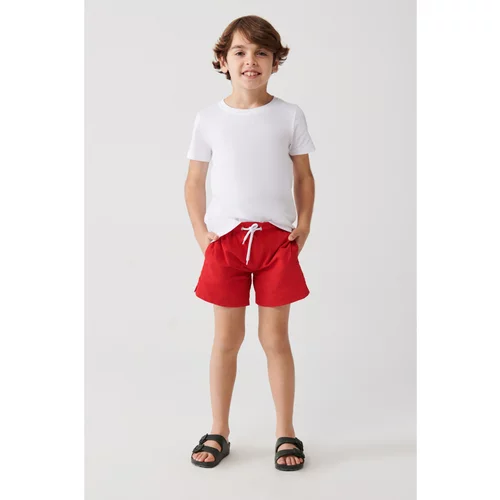 Avva Men's Red Quick Drying Standard Size Plain Children's Special Boxed Swimsuit Swim Shorts