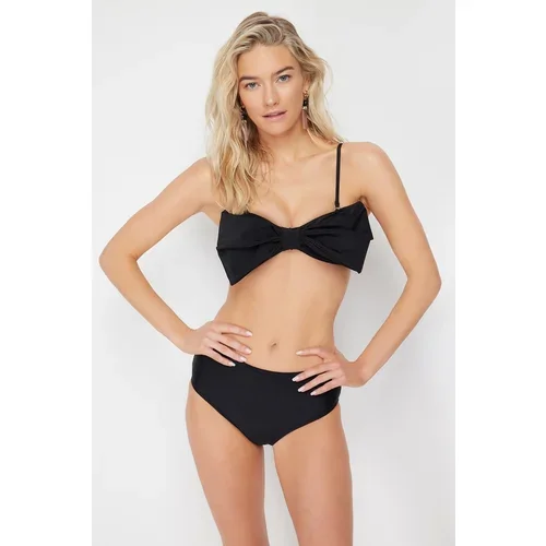 Trendyol Black Strapless High Waist High Leg Bikini Set