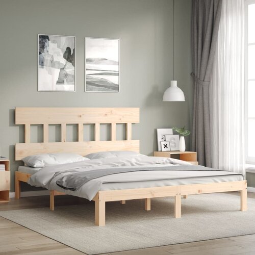 VidaXL Posteljni okvir z vzglavjem 5FT King Size trden les Slike