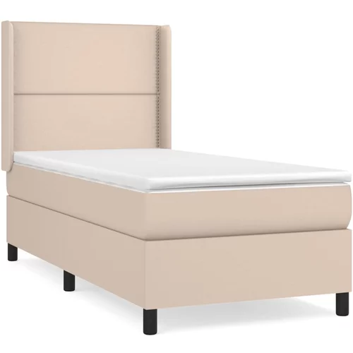 vidaXL Box spring postelja z vzmetnico kapučino 90x190 cm umetno usnje, (20901297)