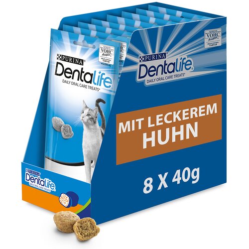 Dentalife Purina prigrizki za dnevno nego mačjih zob pi&amp;scaron;čanec - 8 x 40 g Slike