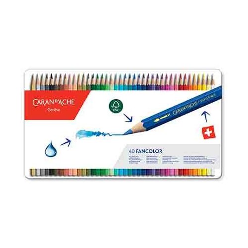 CARAN D&amp;#039;ACHE Set drvenih bojica Fancolor 40 kom Slike