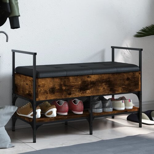 vidaXL Klupa za cipele boja dimljenog hrasta 85 5x42x57 5 cm drvena Cijene