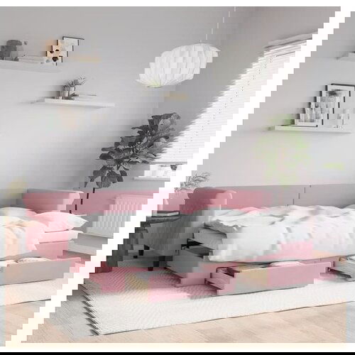 vidaXL Izvlečna dnevna postelja s predali roza 80x200 cm žam Cene