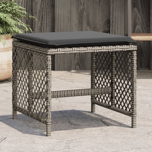 VidaXL Vrtni stolčki z blazinami 4 kosi sivi 41x41x36 cm poli ratan Slike