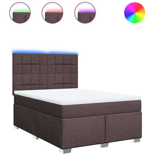 vidaXL Box spring postelja z vzmetnico temno rjava 160x200 cm blago, (21321089) Cene
