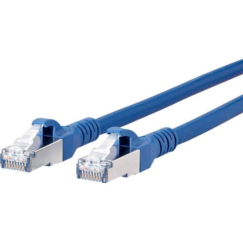Metz Connect 1308455044-E RJ45 omrežni kabel\, Patch kabel CAT 6a S/FTP 5.00 m modra z za&scaron;čitnim zapornim zatičem 1 kos, (20421596) Cene