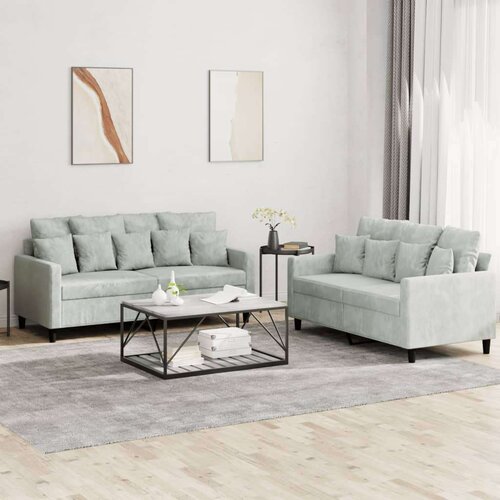 2-dijelni set sofa s jastucima svjetlosivi baršunasti Cene