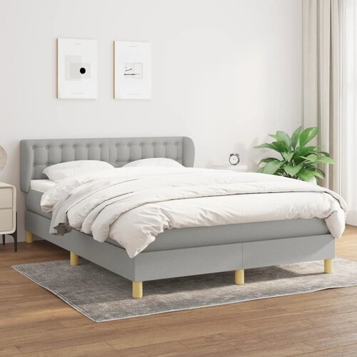 VidaXL Box spring posteljni z vzmetnico svetlo siv 140x190 cm blago Slike