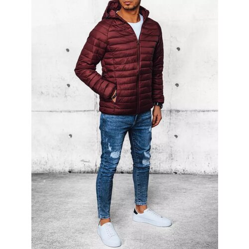 DStreet Men's burgundy quilted jacket Slike