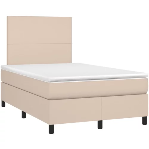 vidaXL Box spring postelja z vzmetnico kapučino 120x190cm umetno usnje, (21111173)