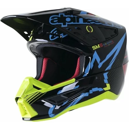 Alpinestars S-M5 Action Helmet Black/Cyan/Yellow Fluorescent/Glossy XL Kaciga