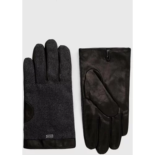 Strellson Kožne rukavice za muškarce, boja: siva