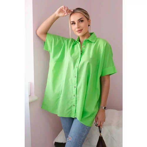 Kesi Cotton shirt with short sleeves of light green color