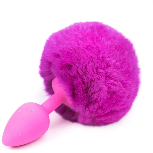 Afterdark Butt Plug with Pompon Pink/Magenta Size S