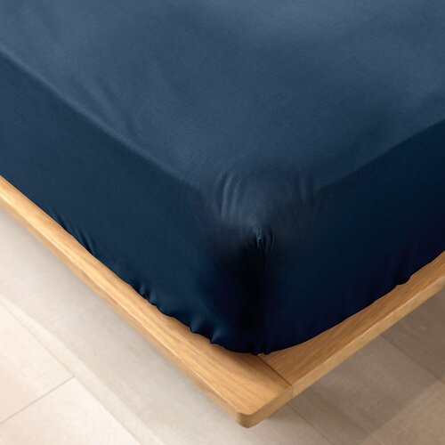 Douceur d intérieur Tamno plava plahta s gumom od organskog pamuka 140x190 cm Biolina – Cijene