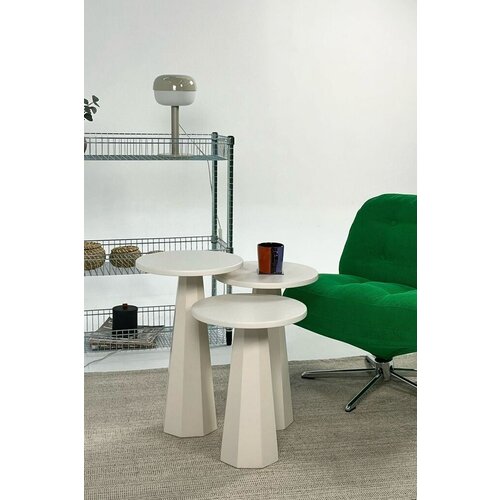 Hanah home Set klub stolova, Lilyum, 3 komada, Krem Cene