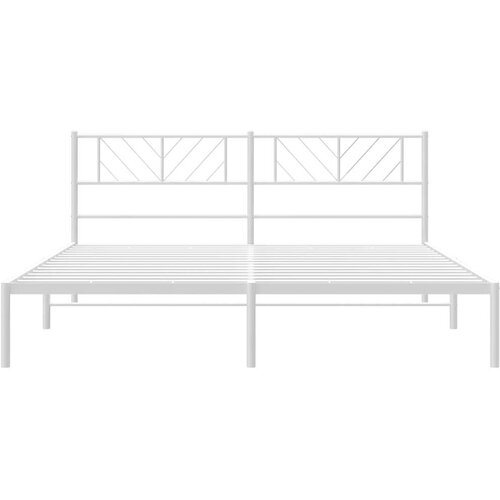 VidaXL Metalni okvir za krevet s uzglavljem bijeli 193x203 cm Slike