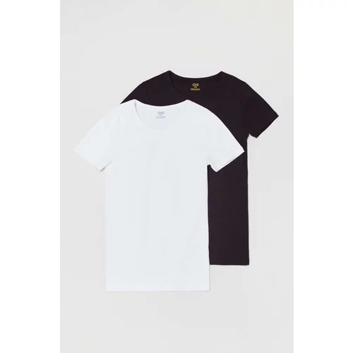 OVS Otroška pižama majica 2-pack črna barva