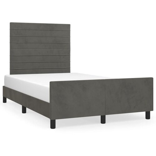 VidaXL Posteljni okvir z vzglavjem temno siv 120x190 cm žamet Slike