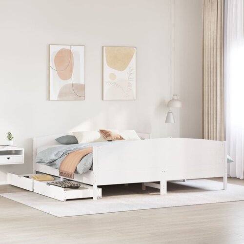 VidaXL Okvir kreveta bez madraca bijeli 180x200 cm od masivne borovine Slike
