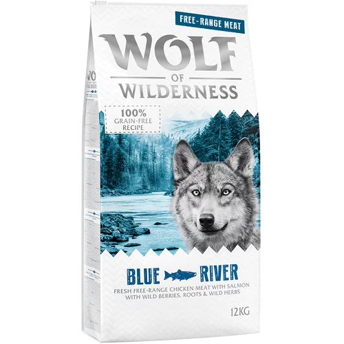 Wolf of Wilderness Adult "Blue River" - piletina iz slobodnog uzgoja i losos - 12 + 2 kg gratis! 14 kg