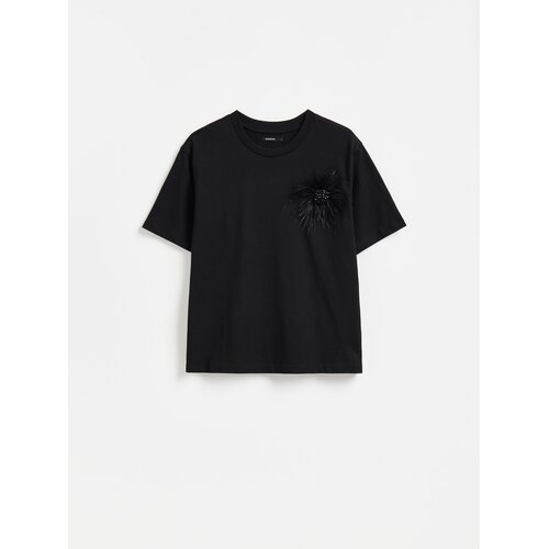 Reserved LADIES` T-SHIRT & BROOCH - crno Cene