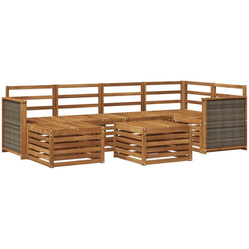  Set vanjskih sofa 6 kom. Prirodna Čvrsto drvo akacije Slike