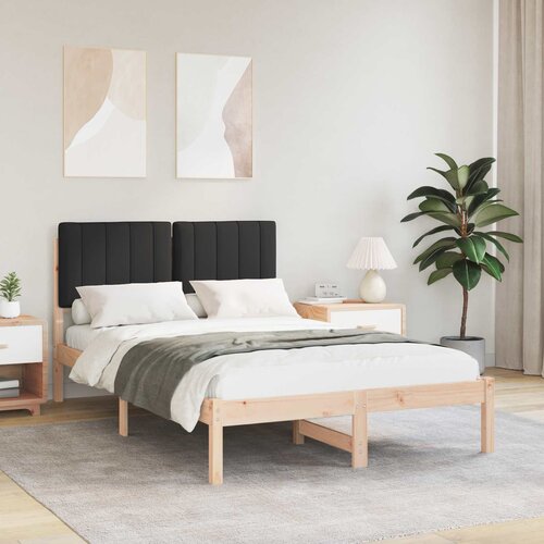 VidaXL Posteljni okvir z oblazinjenim vzglavjem Črna 120 x 190 cm Slike