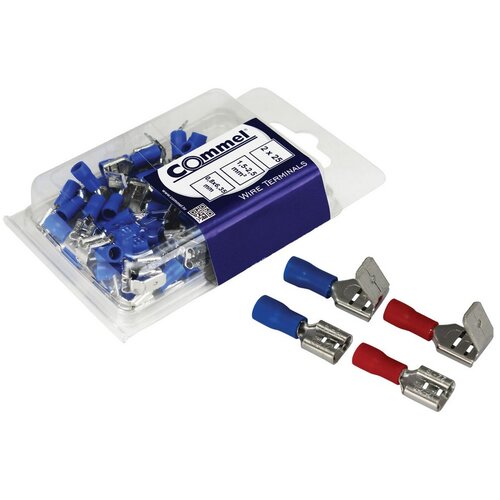 Commel Elektro pribor SPOJNI PRIBOR DODATAK KUTNI UTIKAČ+NATIKAČ ZA ŽICU 1,5-2,5 mm2 0,8x6,3 mm, 25+25 kom blister Cene