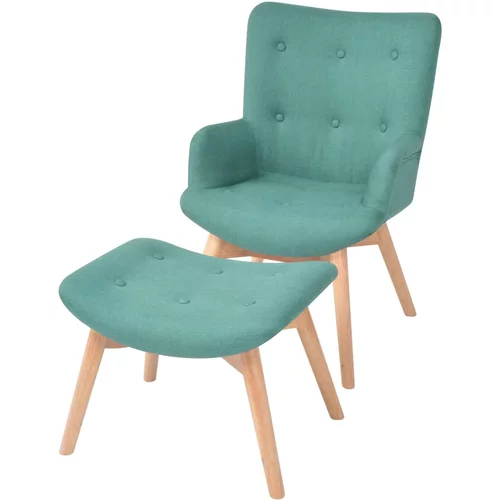 vidaXL fotelj s stolčkom za noge zeleno blago