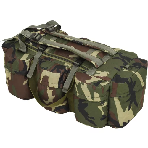 vidaXL 3-u-1 torba u vojničkom stilu 120 l maskirne boje