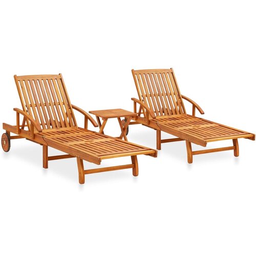 vidaXL 2-dijelni set ležaljki za sunčanje sa stolićem bagremovo drvo Cijene