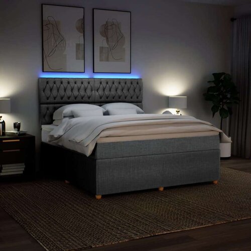  Krevet s oprugama i madracem svjetlosivi 180x200 cm od tkanine Slike