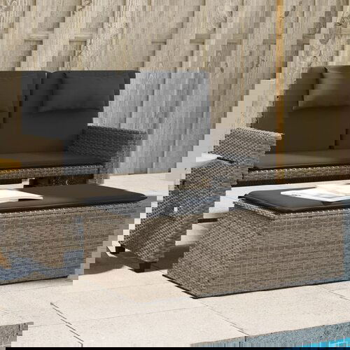  The Living Store Vrtna klop z blazinami siv poli ratan - Vrtna Klop, (21480359) Cene