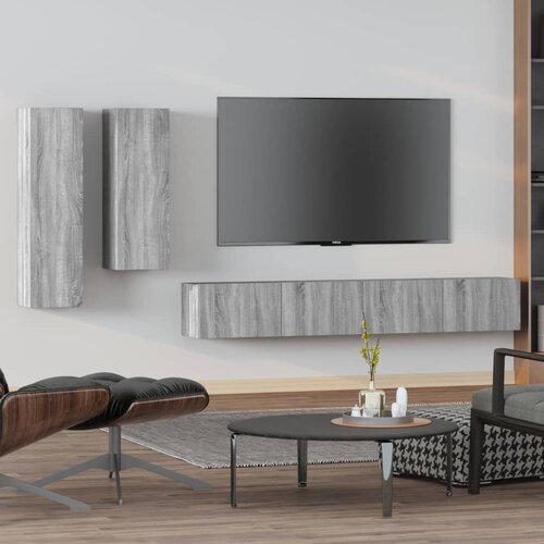 vidaXL 4-dijelni set TV ormarića sivog sonome konstruirano drvo Cijene