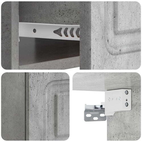  Noćni ormarić za montažu na zid s ladicama 2 pcs Betonska siva - Betonska siva 2 Slike