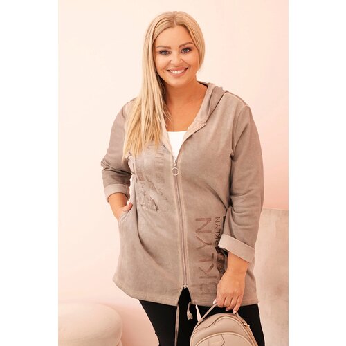 Kesi Włoski Women's Plus Size hoodie with a hood and BKLYN print fango Cene